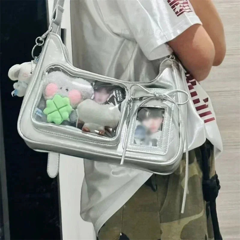 Women’s Korean Transparent Ita Shoulder Bag – Japanese Preppy Designer School Crossbody Purse