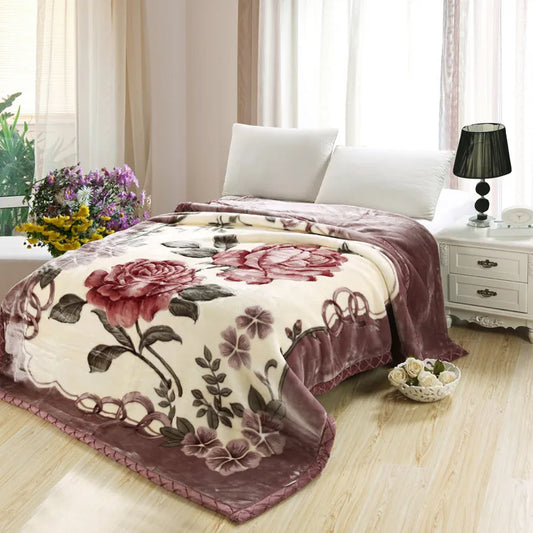 Ultra Soft Rose Throw Blanket – Cozy Heavy Microfiber Fleece for Bed, Sofa & Dormitory