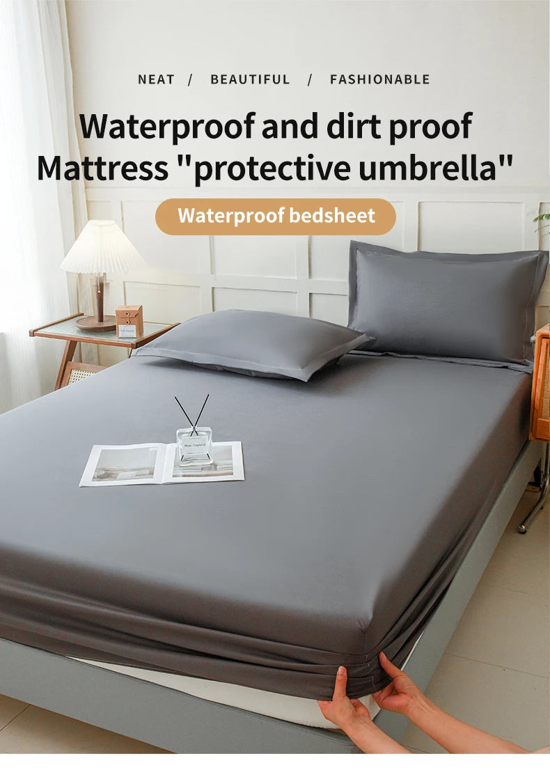 Waterproof Fitted Bed Sheet | 360° Elastic Band Mattress Protector | Single, Double, Queen & King