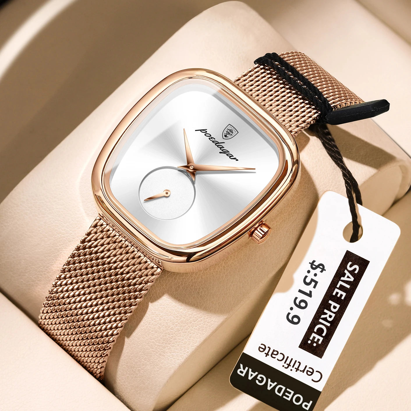 Luxury Women’s Watch – Elegant Waterproof Mesh Stainless Steel Quartz Watch for Ladies