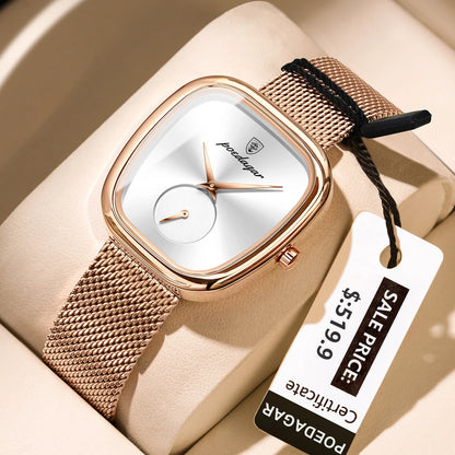 Luxury Women’s Watch – Elegant Waterproof Mesh Stainless Steel Quartz Watch for Ladies
