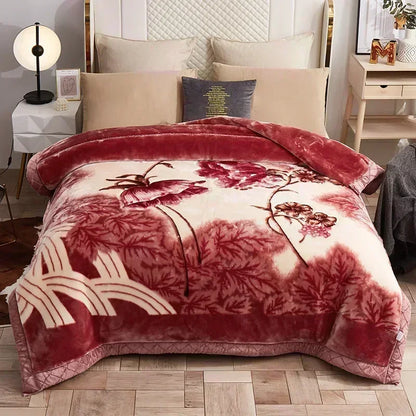 European Style Warm Raschel Blanket – Thickened Weighted Winter Comforter & Double-Sided Duvet