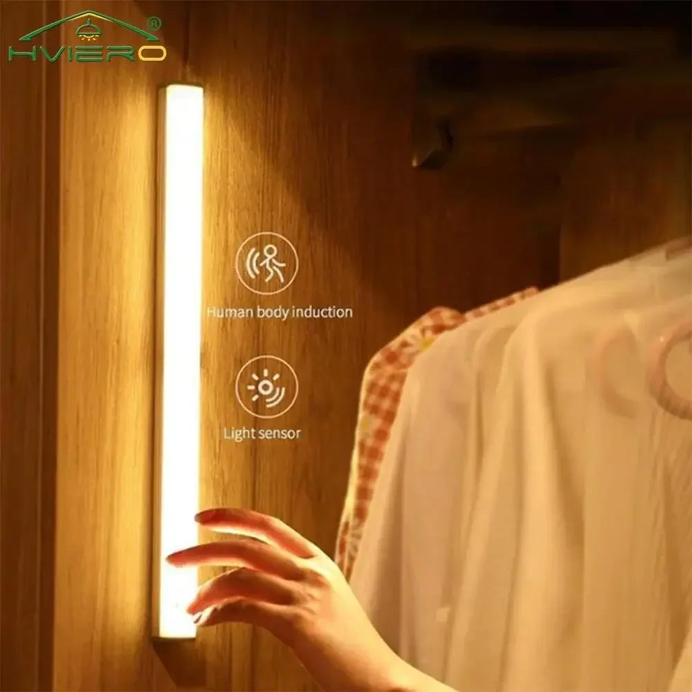Wireless LED Motion Sensor Night Light – USB Rechargeable Magnetic Lamp for Wardrobe, Closet, Kitchen & Aisle