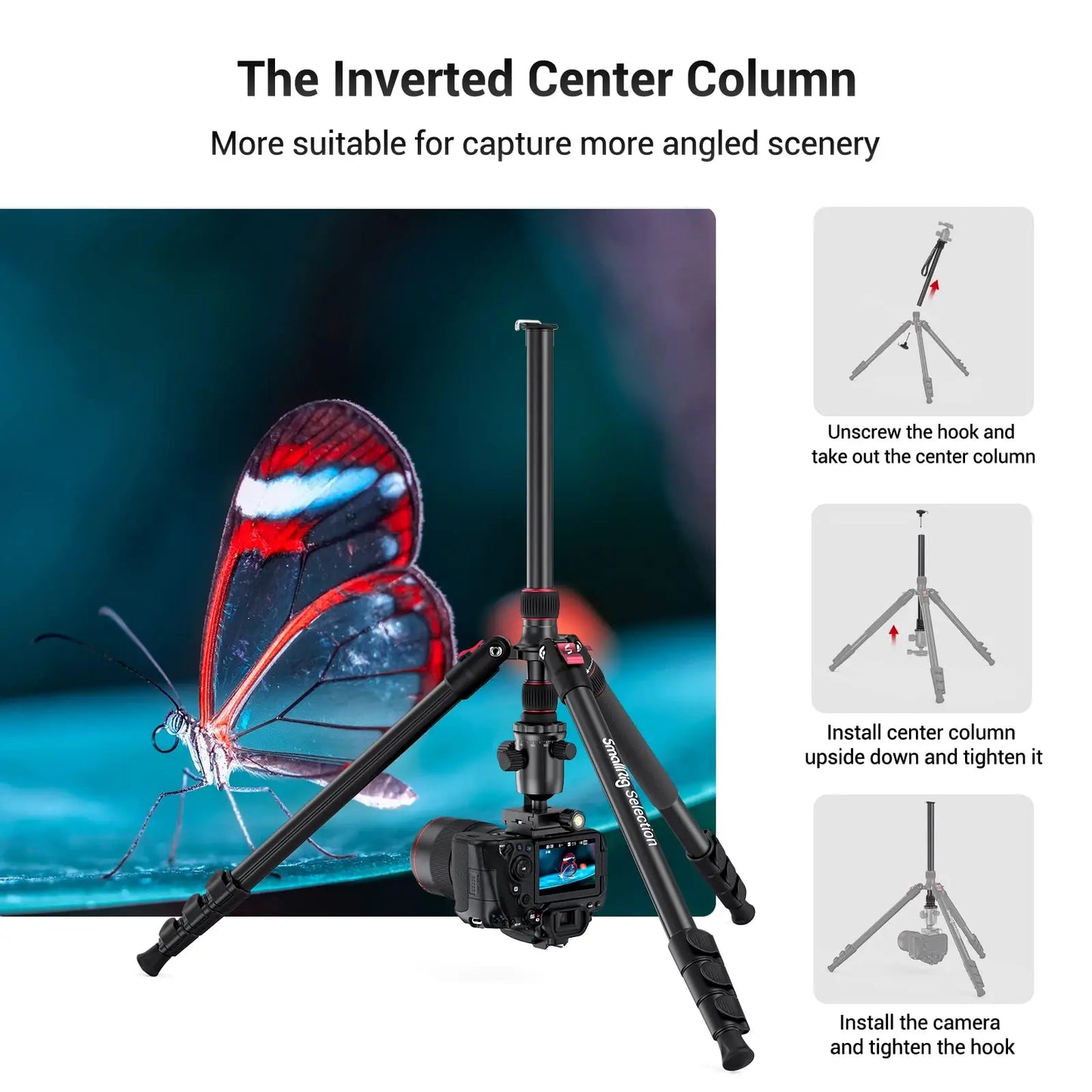 SmallRig T-10 Aluminum Tripod 3983 | Compact Lightweight Foldable Tripod for Camera & Smartphone | 15KG Load Capacity