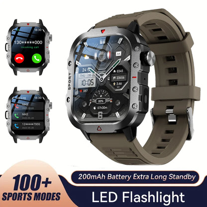 Smart Watch 2.01" HD Screen – Bluetooth Calling, LED Flashlight & Fitness Tracker for Men & Women