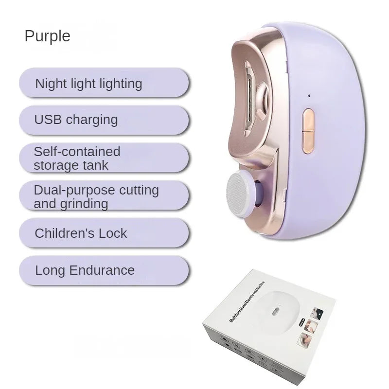 2-in-1 Electric Nail Clipper & Grinder – Portable Automatic Nail Trimmer with Polishing Function for Easy Manicure