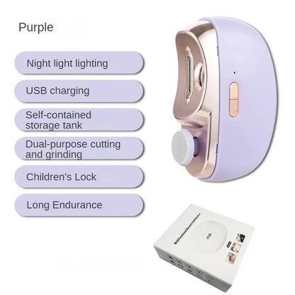 2-in-1 Electric Nail Clipper & Grinder – Portable Automatic Nail Trimmer with Polishing Function for Easy Manicure