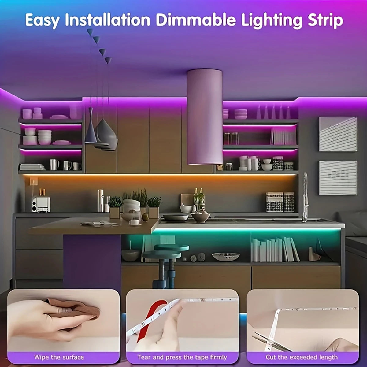 LED Strip Lights with 44-Key Remote – RGB Light Tape for Room, Home & Party Decor