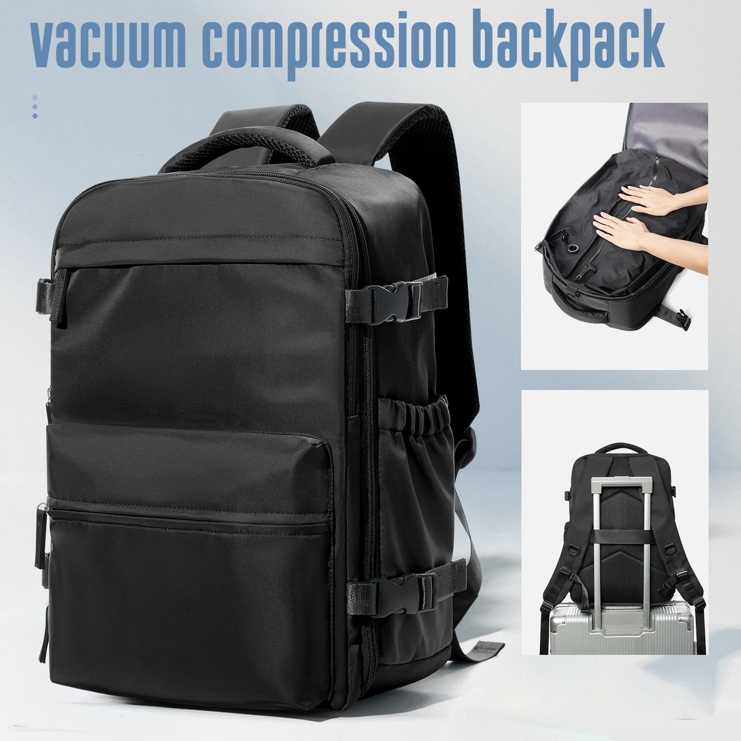 Vacuum Backpack Travel Bag – Large Capacity Expandable Business & School Laptop Backpack for Men & Women