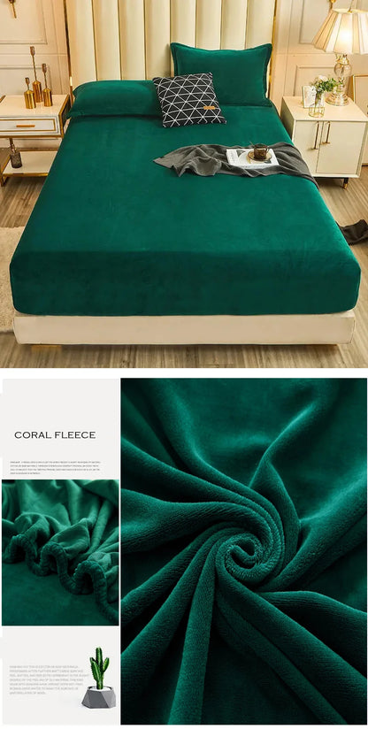 WOSTAR Winter Warm Plush Fitted Sheet | Elastic Mattress Cover | Fluffy Flannel Bed Linen | Couple Luxury Double Bed Bedding 160x200