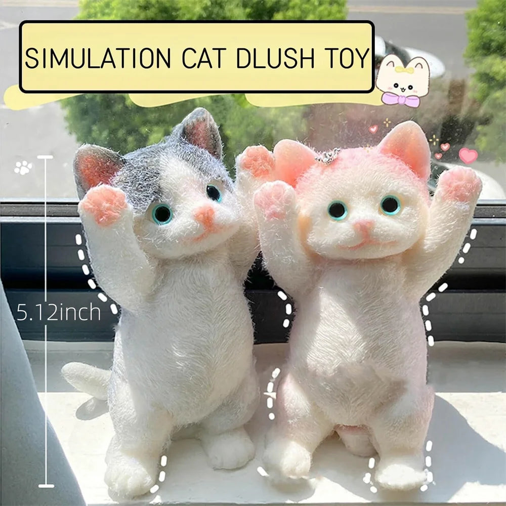 Realistic Fluffy Cat Stress Relieving Toy – Simulation Cat Doll Squeeze Gift for Kids & Adults