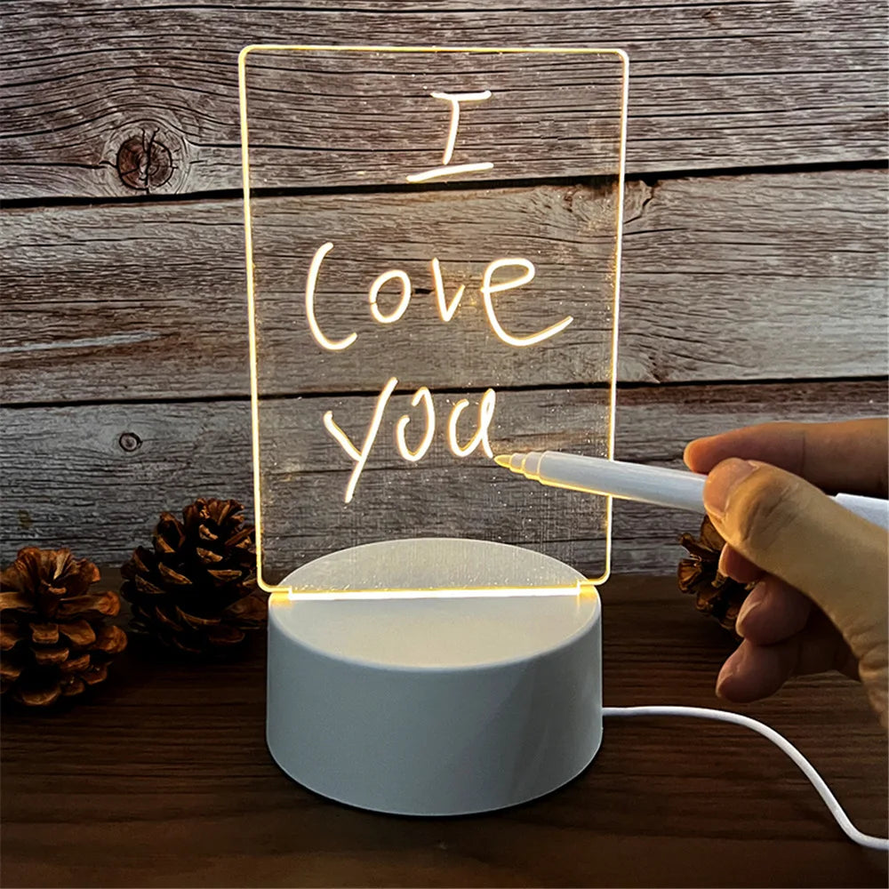 Personalized LED Message Board – Erasable Acrylic Night Light for Kids & Gifts