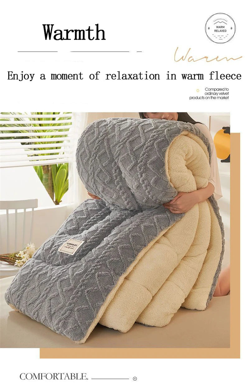 Super Thick Winter Warm Blanket – Artificial Lamb Cashmere Weighted Quilt Comforter for Bed