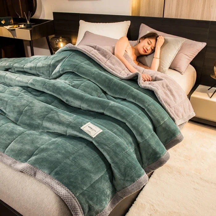 Winter Warm Blankets for Bed – 3 Layers Thick Flannel Quilt | Soft & Comfortable Bedding