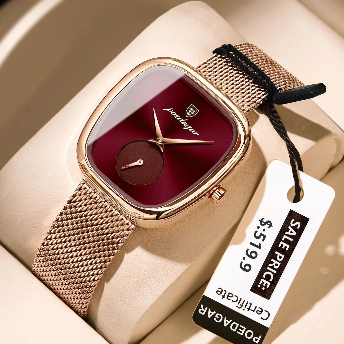 Luxury Women’s Watch – Elegant Waterproof Mesh Stainless Steel Quartz Watch for Ladies