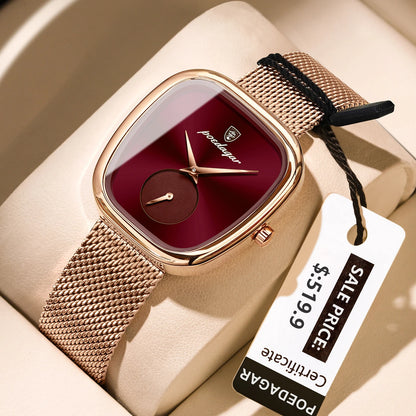 Luxury Women’s Watch – Elegant Waterproof Mesh Stainless Steel Quartz Watch for Ladies