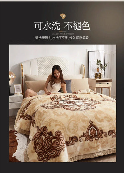 European Style Warm Raschel Blanket – Thickened Weighted Winter Comforter & Double-Sided Duvet