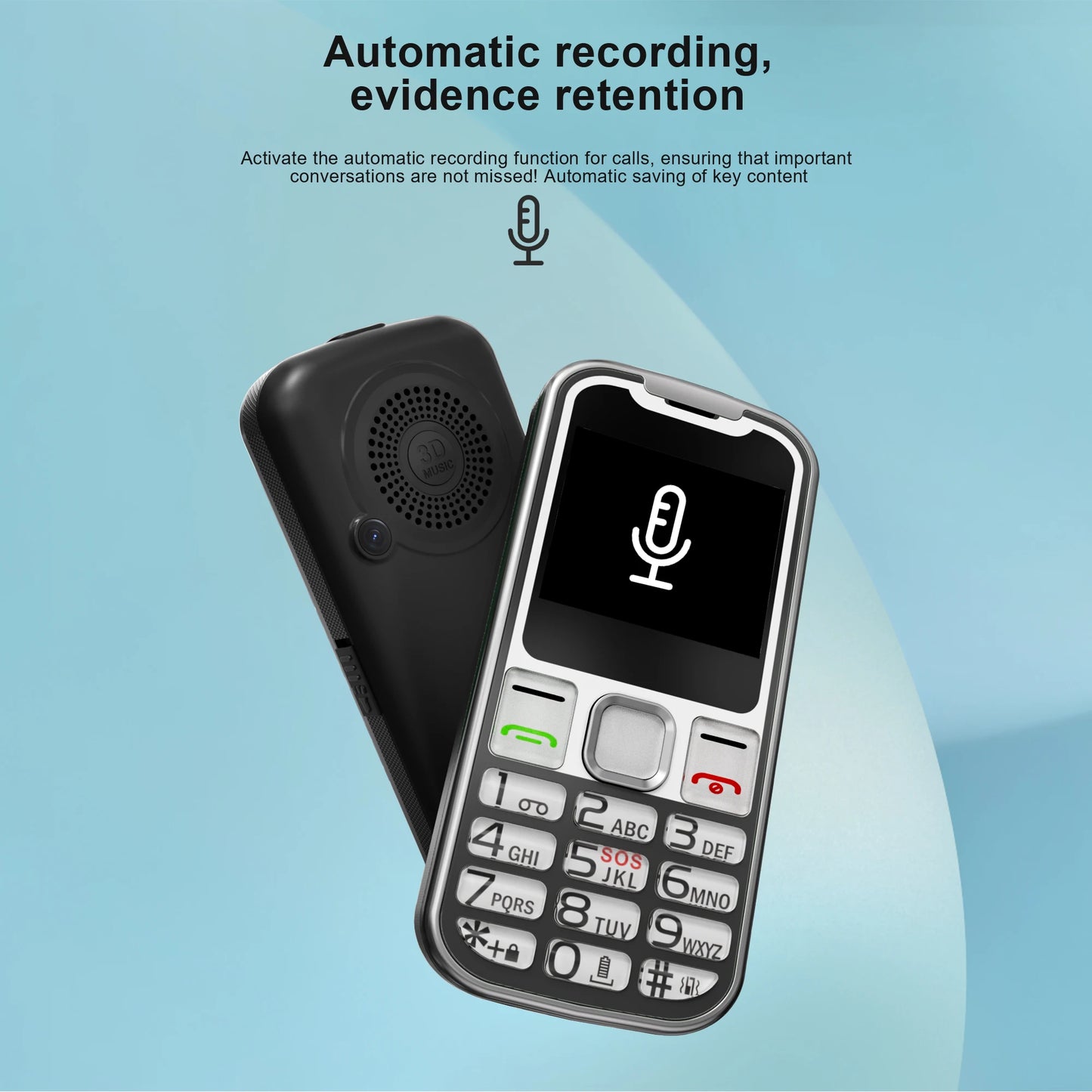Dual SIM GSM Button Mobile Phone – 2G Standby, Speed Dial, Call Recording, Flashlight, FM Radio, Vibration