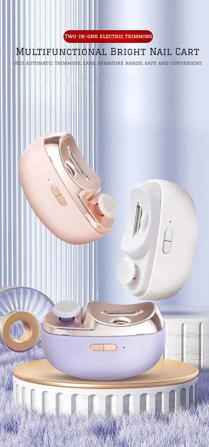 2-in-1 Electric Nail Clipper & Grinder – Portable Automatic Nail Trimmer with Polishing Function for Easy Manicure