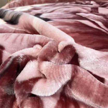 Winter Double Layer Raschel Blanket – Thick Warm Heavy Fluffy Fleece Quilt 150x200cm