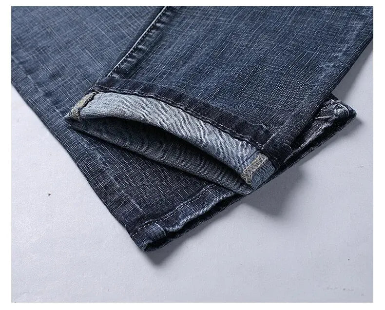 Wthinlee Men’s Business Jeans – Classic Straight Stretch Denim Trousers in Blue & Black