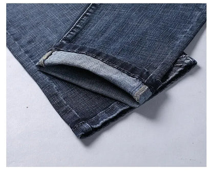 Wthinlee Men’s Business Jeans – Classic Straight Stretch Denim Trousers in Blue & Black