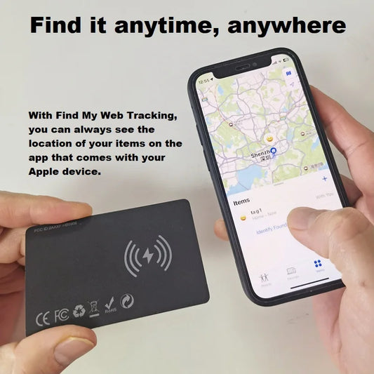Wireless Charging GPS Tracker | Ultra-Slim Anti-Loss Device Compatible with Apple Find My & AirTag