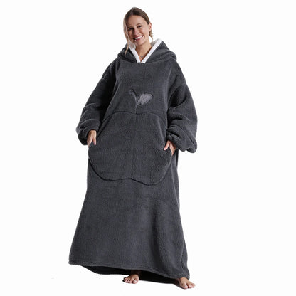 Women’s Oversized Wearable Blanket Hoodie – Winter Warm Thick Pajama with Sleeves