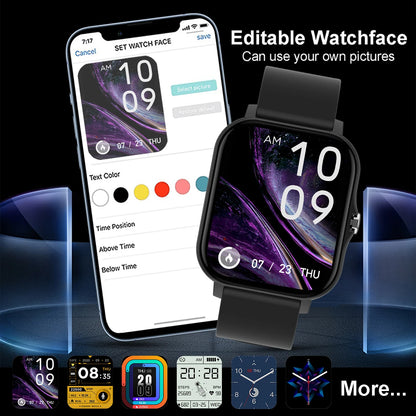 Waterproof Smart Watch – Bluetooth Call, Message Alerts & Fitness Tracker for Android & iPhone