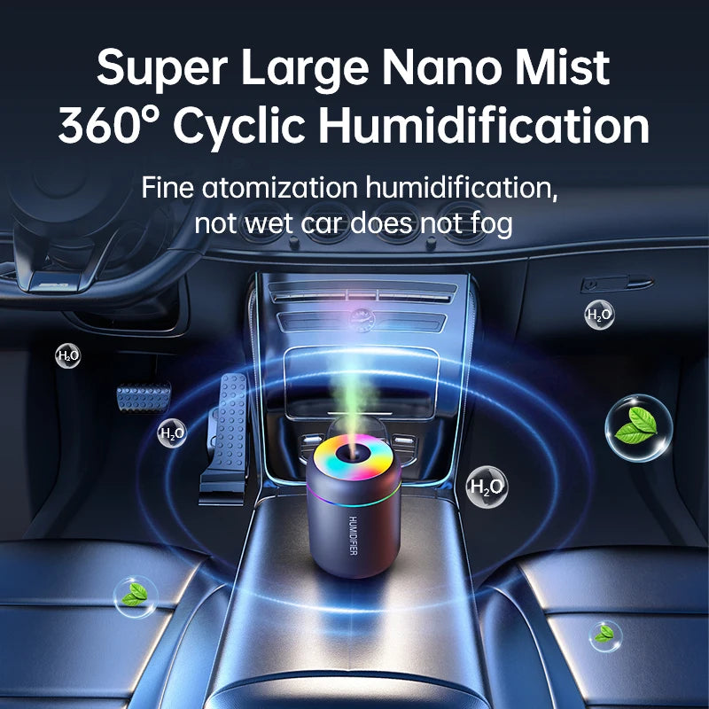 Mini USB Air Humidifier & Aroma Diffuser – Essential Oil Mist Maker with LED Light for Car & Home