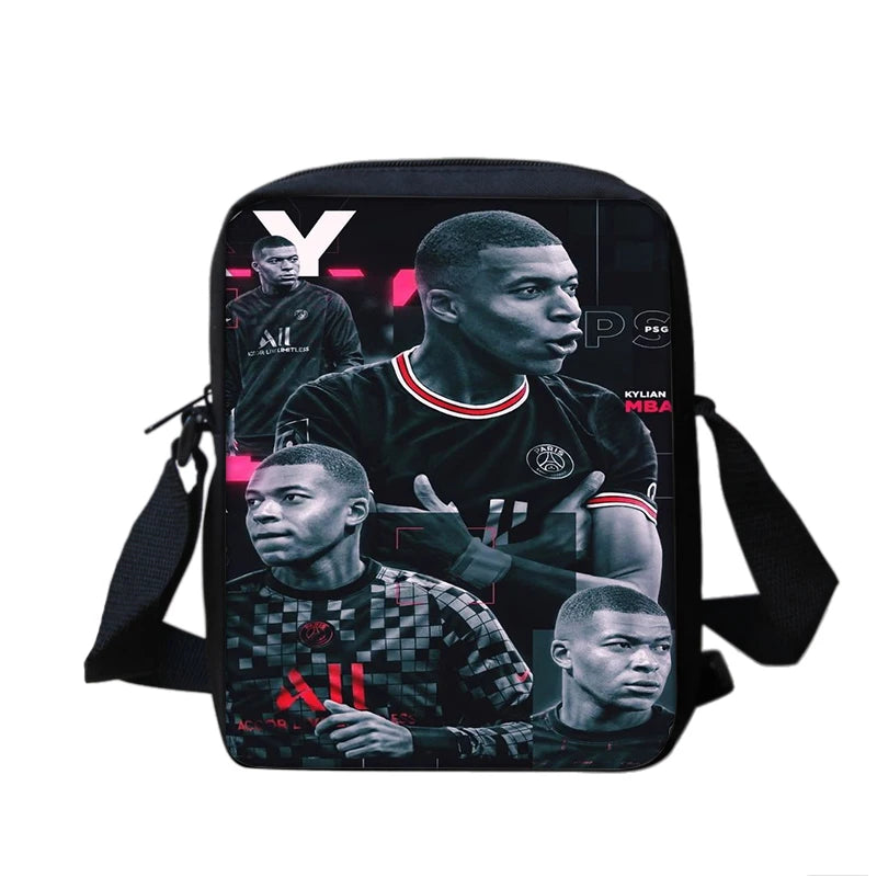 Football Sports School Backpack Set – Boys School Bag with Shoulder Bag & Pencil Case, Star Player Design, Best Gift