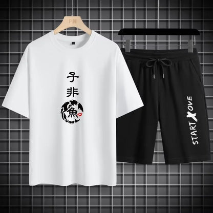 Men’s Summer Quick-Dry Tracksuit Set – 3D Printed Short Sleeve T-Shirt & Shorts Sportswear for Basketball & Casual Wear