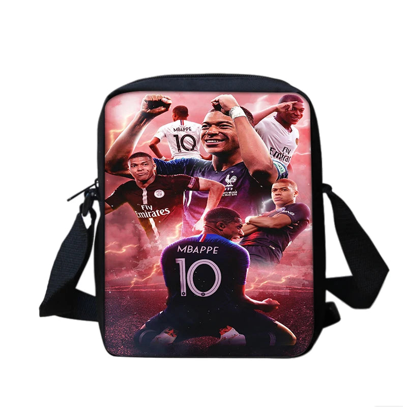 Football Sports School Backpack Set – Boys School Bag with Shoulder Bag & Pencil Case, Star Player Design, Best Gift
