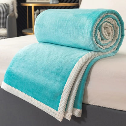 Double-Sided Thick Milk Velvet Blanket – Soft Flannel Quilt for All Seasons & Travel
