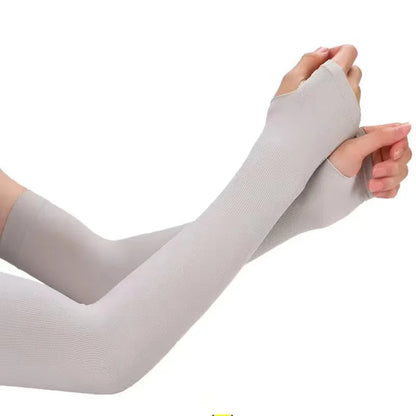 1 Pair Ice Silk Arm Sleeves – UV Protection Long Gloves for Outdoor Sports & Sun Protection