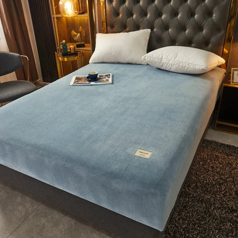 Soft Warm Thick Velvet Fitted Sheet – High Quality Non-Slip Elastic Mattress Cover & Adjustable Bed Protector