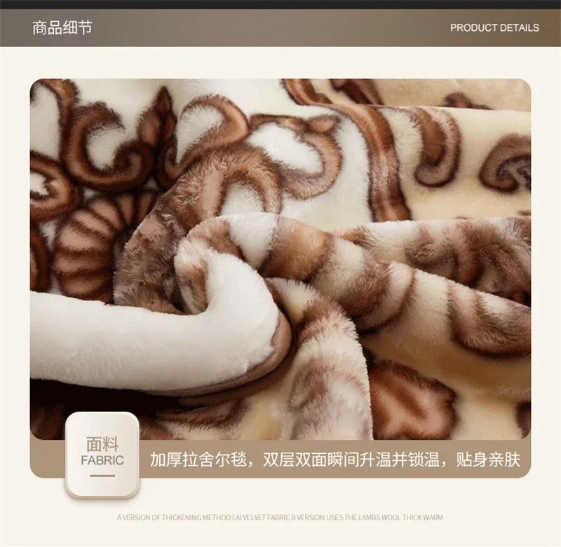 European Style Warm Raschel Blanket – Thickened Weighted Winter Comforter & Double-Sided Duvet