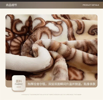 European Style Warm Raschel Blanket – Thickened Weighted Winter Comforter & Double-Sided Duvet