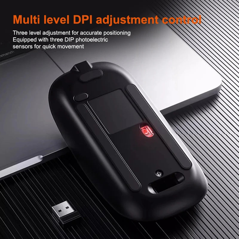 Portable Wireless Mouse Bluetooth 2.4GHz Dual Mode | Silent Ergonomic Mouse for Laptop, PC & MacBook