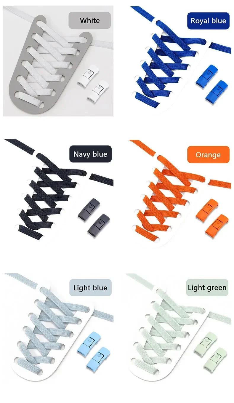Elastic No-Tie Shoe Laces with Press Lock – 8MM Flat Shoelaces for Sneakers, Kids & Adults