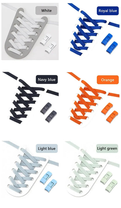 Elastic No-Tie Shoe Laces with Press Lock – 8MM Flat Shoelaces for Sneakers, Kids & Adults