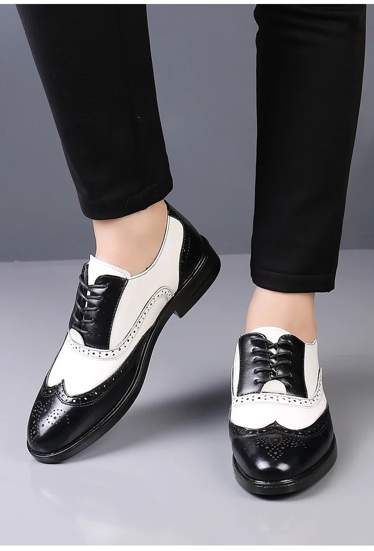 Italian Men’s Oxford Dress Shoes – Elegant Classic Brogue Formal Shoes for Business & Fashion (Zapatos Formales De Hombre)