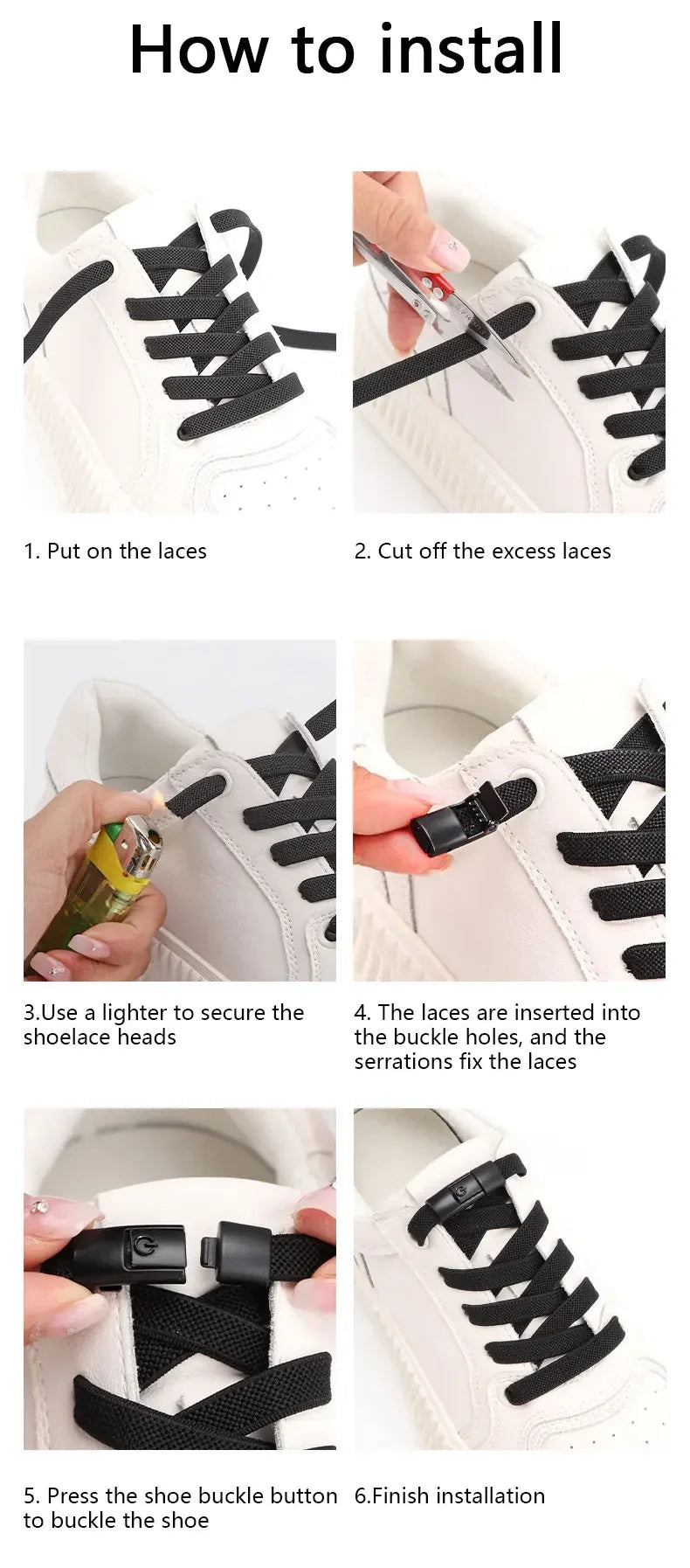 Elastic No-Tie Shoe Laces with Press Lock – 8MM Flat Shoelaces for Sneakers, Kids & Adults