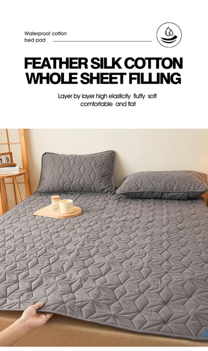 Waterproof Mattress Topper | Quilted Protector Pad | Elastic Band Fitted Bedspread | Winter Mattress Cover for Single & Double Beds (140/160 cm)