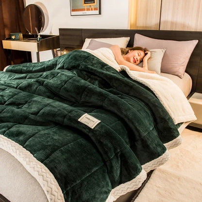 Winter Warm Blankets for Bed – 3 Layers Thick Flannel Quilt | Soft & Comfortable Bedding