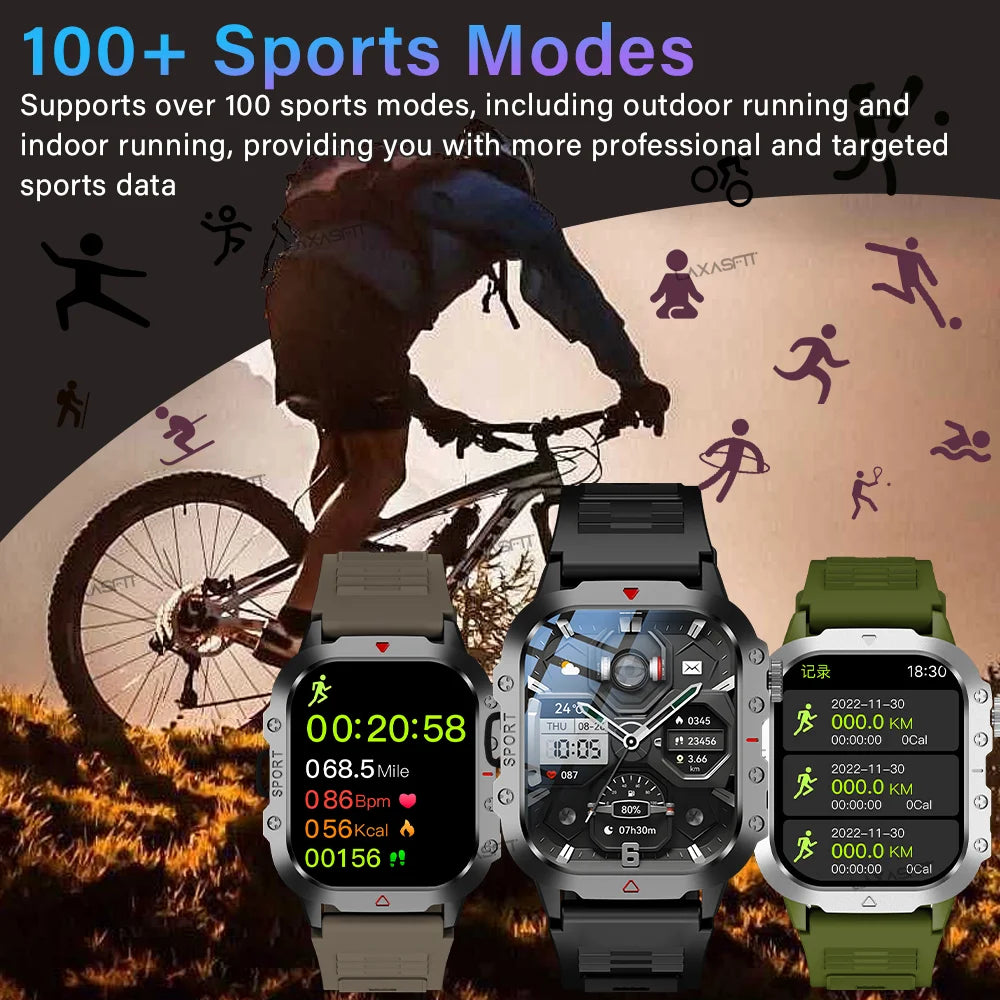 Smart Watch 2.01" HD Screen – Bluetooth Calling, LED Flashlight & Fitness Tracker for Men & Women
