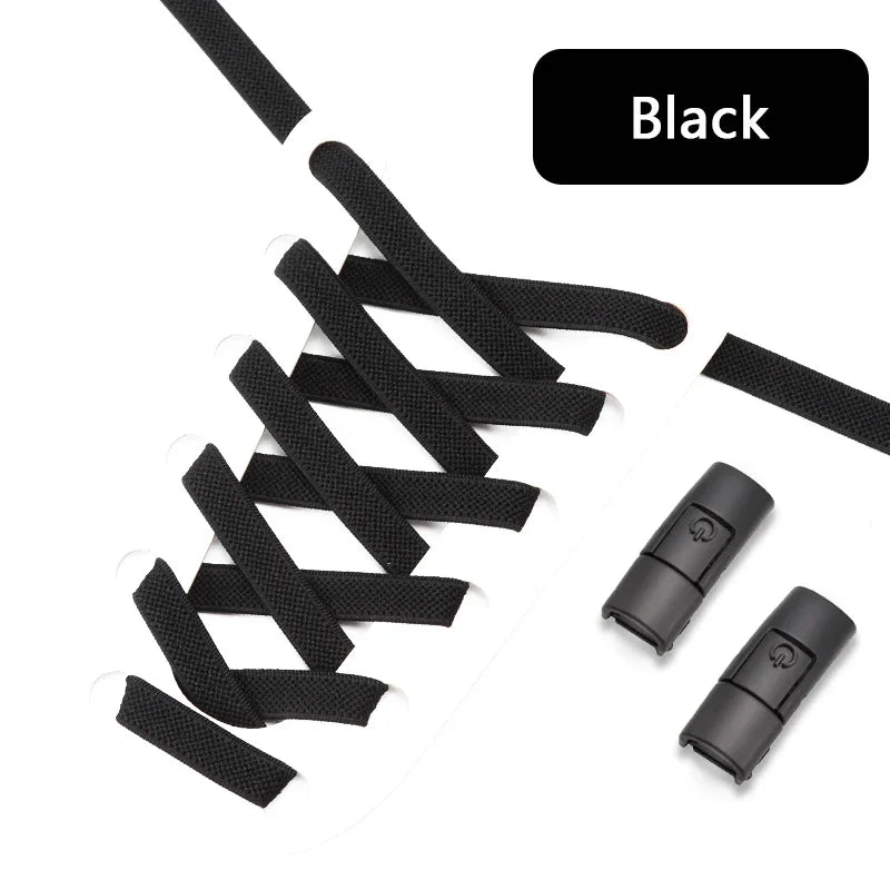 Elastic No-Tie Shoe Laces with Press Lock – 8MM Flat Shoelaces for Sneakers, Kids & Adults