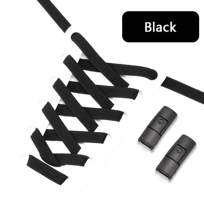 Elastic No-Tie Shoe Laces with Press Lock – 8MM Flat Shoelaces for Sneakers, Kids & Adults