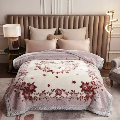 European Style Warm Raschel Blanket – Thickened Weighted Winter Comforter & Double-Sided Duvet