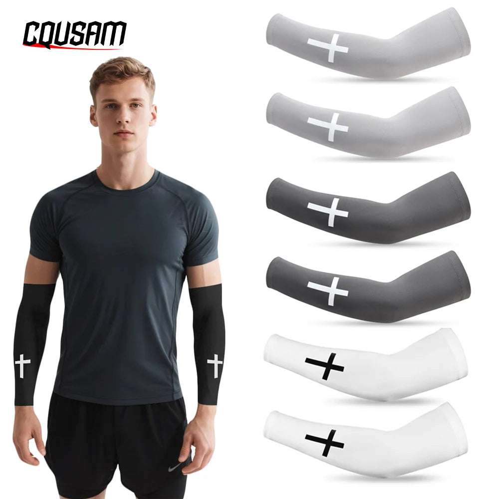 1 Pair Cross UV Cooling Arm Sleeves – Compression Sports Sleeves for Men & Women